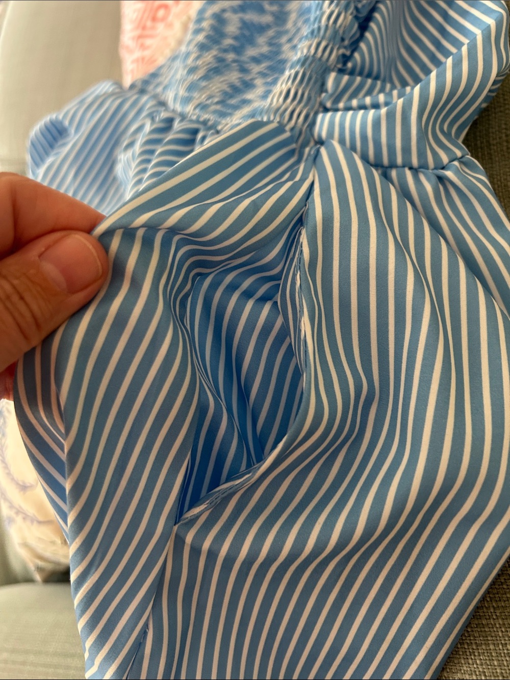 Light Blue Pinstripe Maxi Dress - Picture 7 of 11